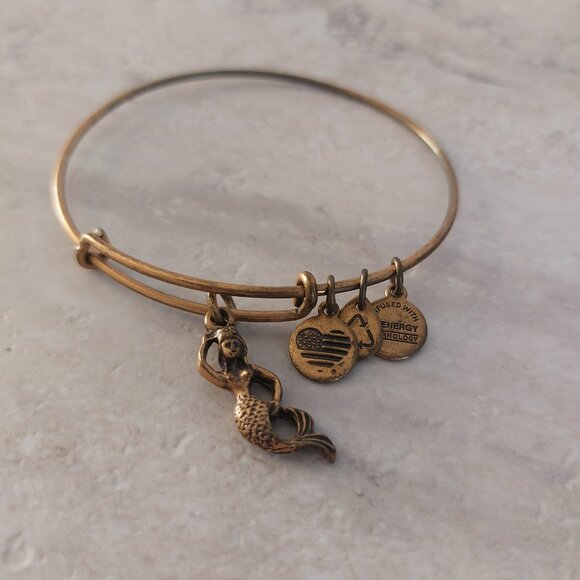 ALEX AND ANI Bracelet Mermaid Charm Bangle Gold Rafaelian EUC - Picture 2 of 11